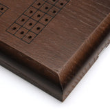 Classic Cribbage Set - Stained Oak Wood Continuous 3 Track Board w/Pegs