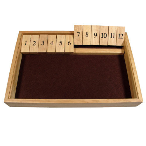 Deluxe Wood Shut the Box Game - 12 Numbers